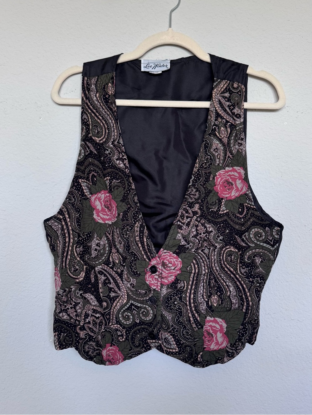 Vintage 90s Lee Winter Paisley Floral Vest - Picture 3 of 9